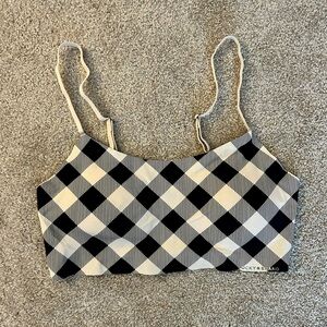 Lucky Brand Black & Tan Gingham Bralette size L